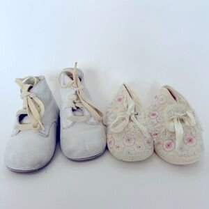 Vintage Parisette Handcrafted Christening Baby Shoes
